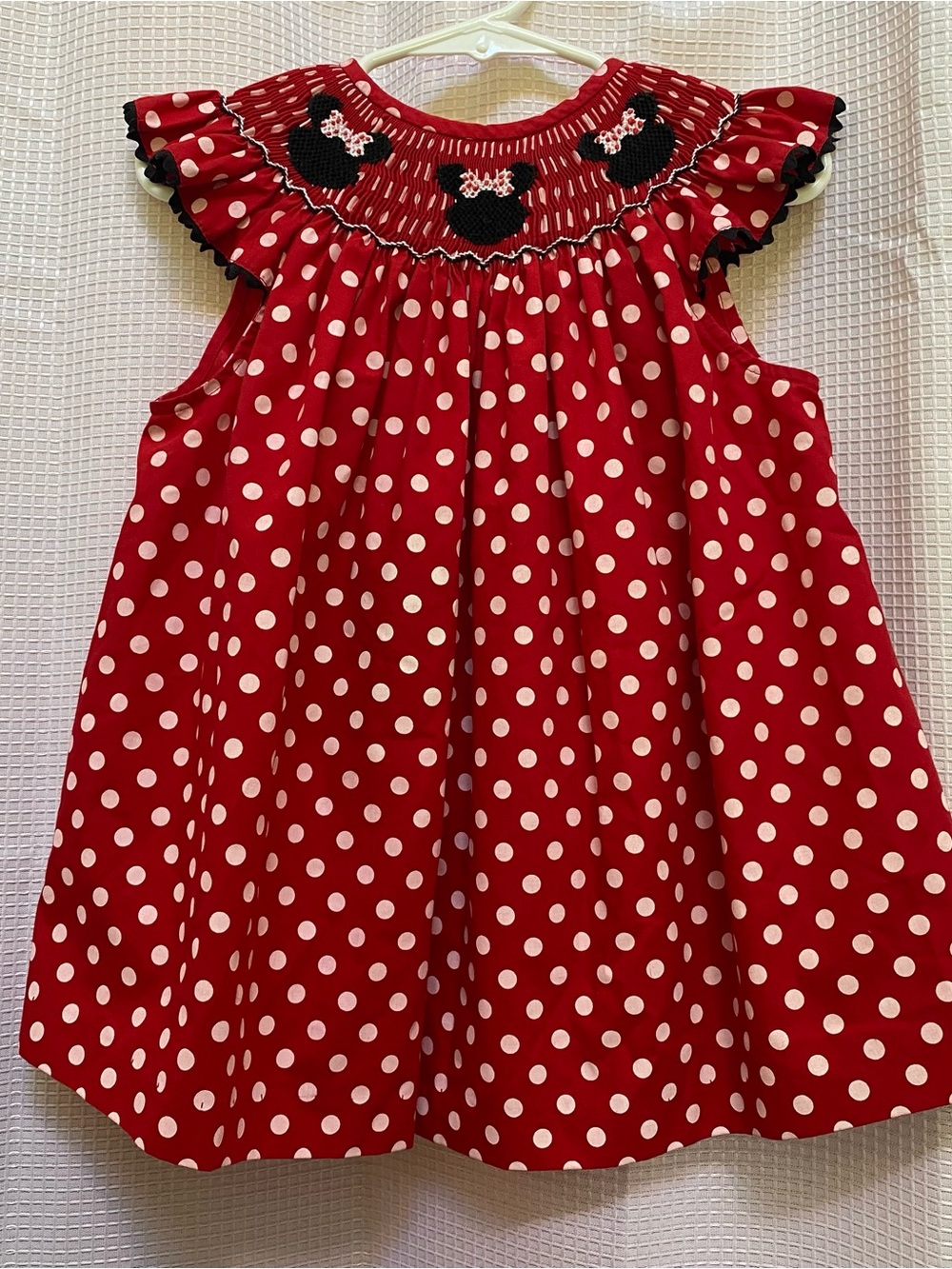Girls THIS & THAT Smocked Bishop Dress Red Minnie Mouse Size 4T